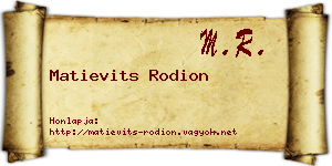 Matievits Rodion névjegykártya